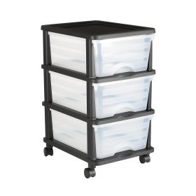VEVOR Plastic Storage Drawers Cart, 3 Drawers Storage Organizer with Wheels, Rolling Closet Organization and Storage Dividers