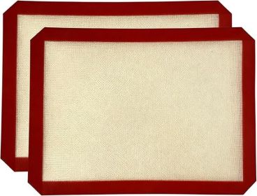 Silicone Baking Mat, 2 Pack Reusable Baking Silicone Mat, Non stick Baking Mat Biscuit Slices Oven Baking Mat 16.5 x 11.6, Red