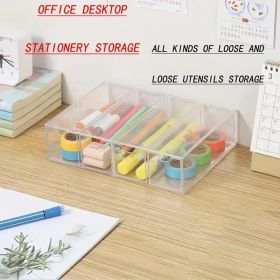 Premium Transparent Desktop Organizer Set - Stackable Drawer Boxes with Adjustable Dividers for Home/Office
