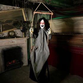 Haunted Hill Farm Zombie Bride With Pop-Up Head And Light-Up Eyes, Halloween Animatronic For Battery Operated Scary Indoor Or Covered Outdoor Hal (Option: 15SwingingCreepyGirl)